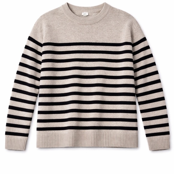 a new day Sweaters - a new day Beige and Black Striped Crew Sweater